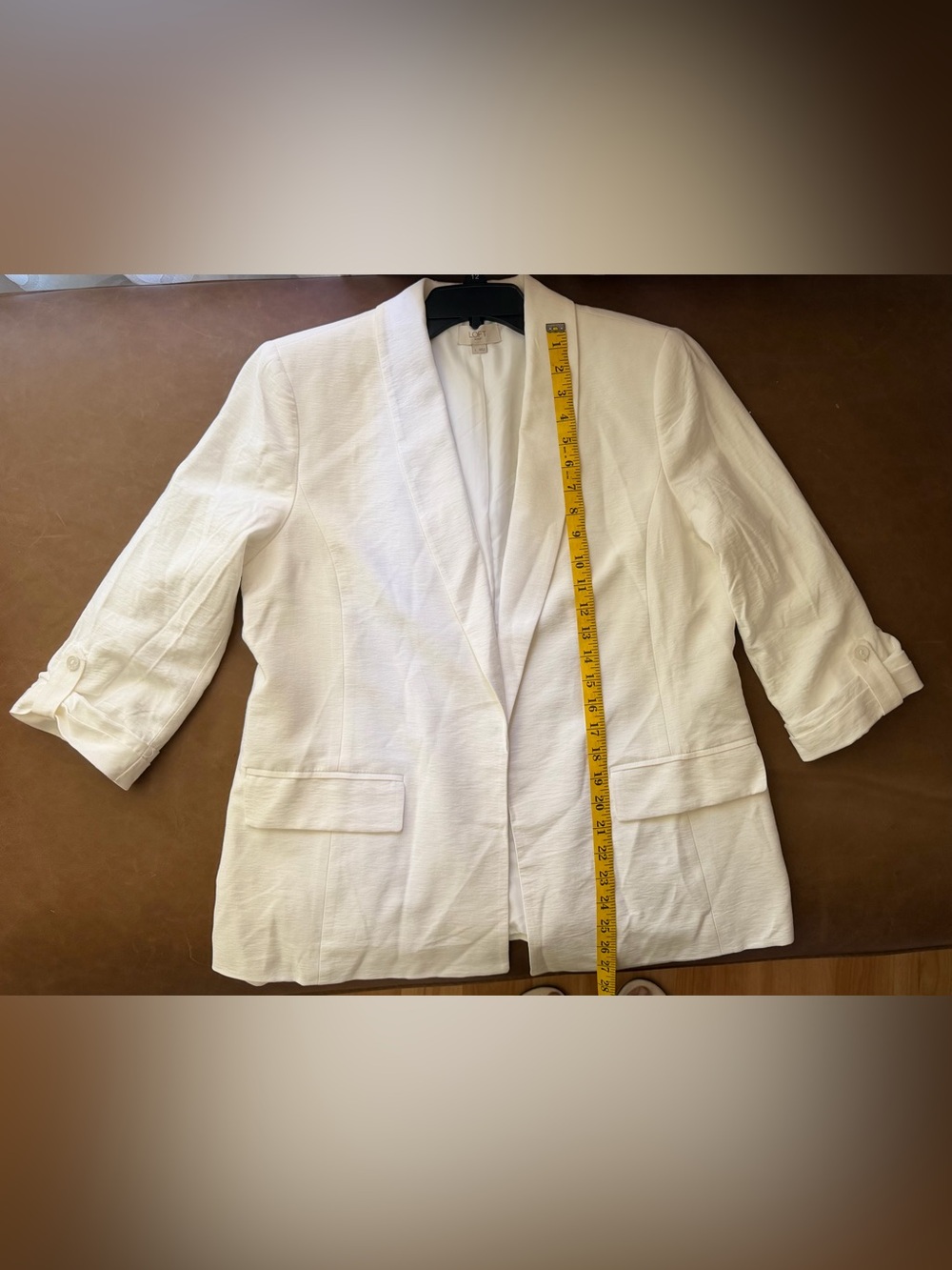 LOFT summer white Open-Front Blazer. Size L - Picture 11 of 12
